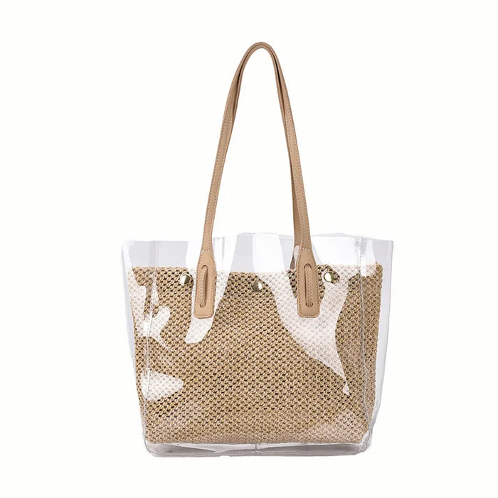 Sac cabas transparent tressé chic élégant