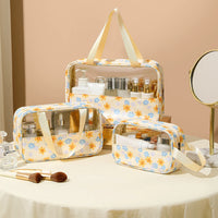 Trousse de toilette transparente fleurs colorées - modèle Yellow - TransparenceSac.com
