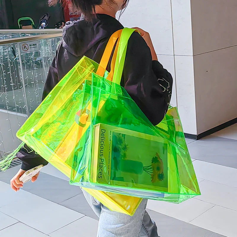 Sac shopping transparent joyeux irisé fashion