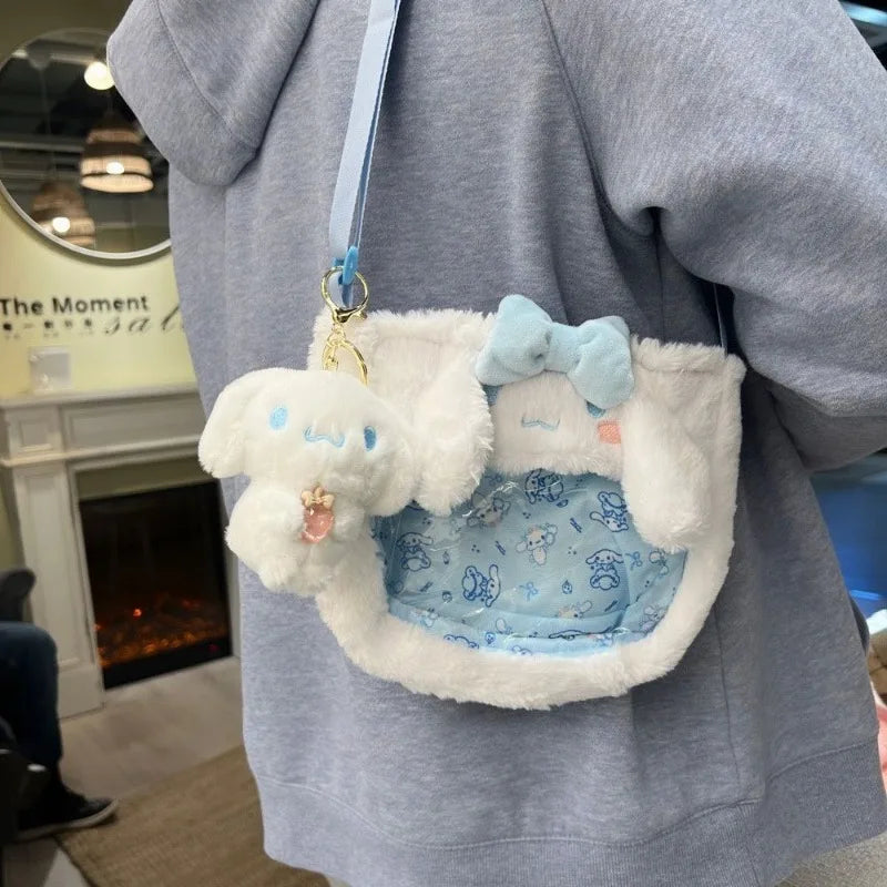 Sac bandoulière transparent peluche rose kawaii