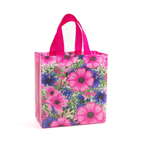 Sac shopping floral violet printemps - modèle 4004-3 / 22x11x23cm / 30pcs - TransparenceSac.com
