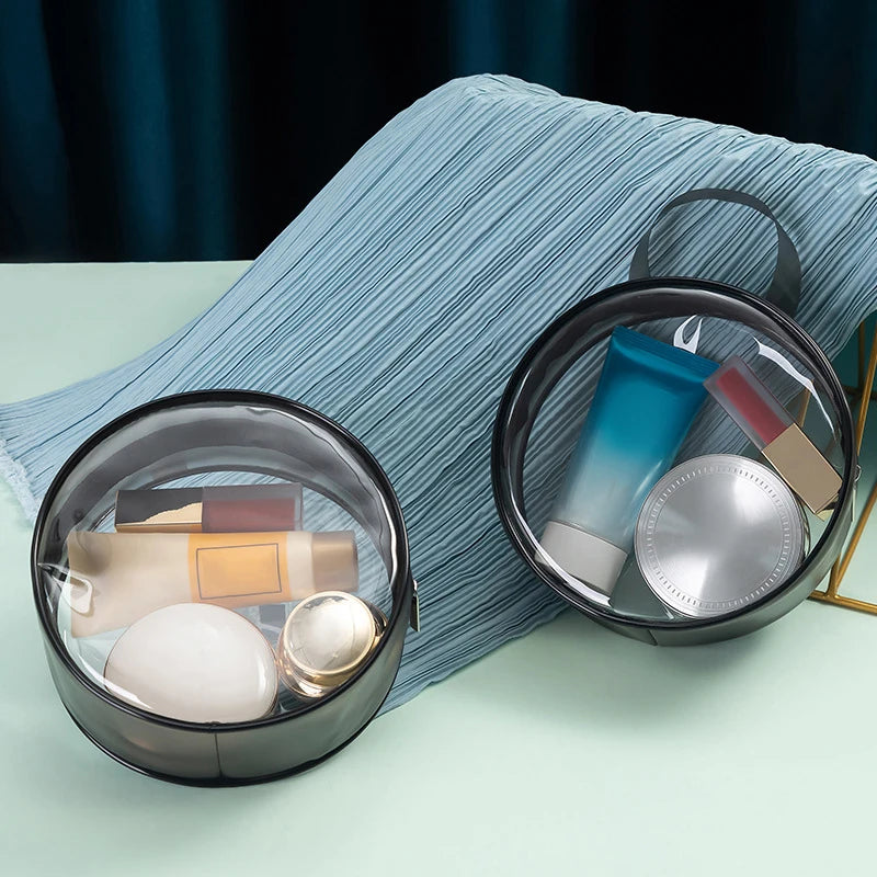 Trousse cosmétique ronde transparente fashion
