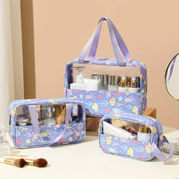 Trousse voyage transparente fleuri élégante - modèle PURPLE - TransparenceSac.com