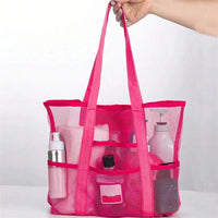 Sac de plage transparent avec pochettes multiples - modèle Rose - TransparenceSac.com
