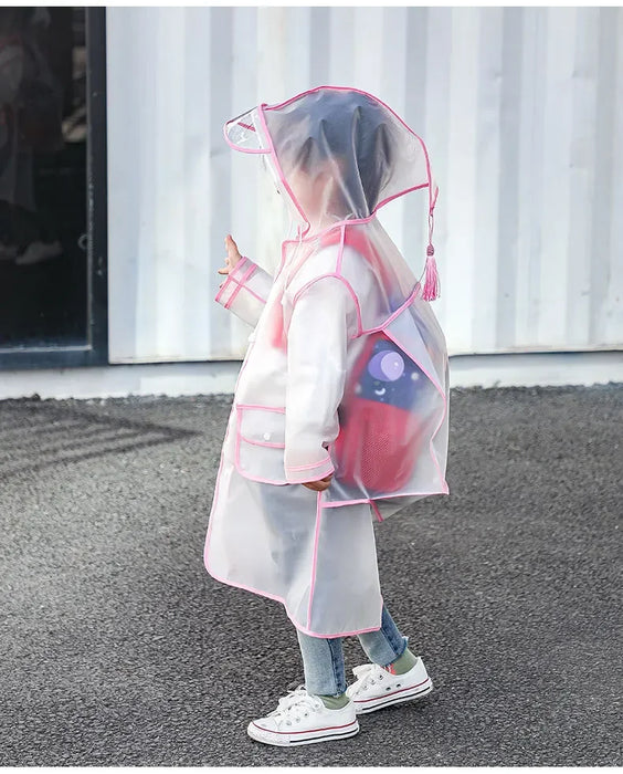 Imperméable enfant transparent avec capuche colorée