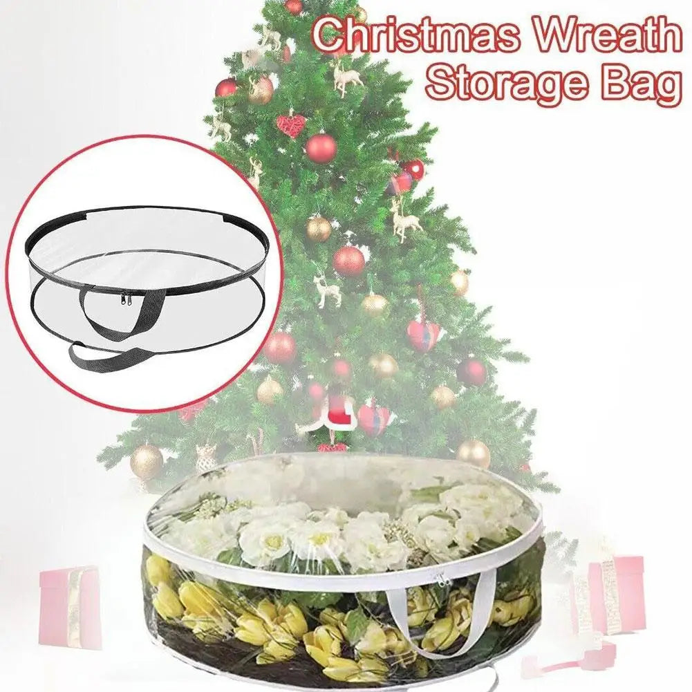 Sac rangement transparent pour couronne de Noël