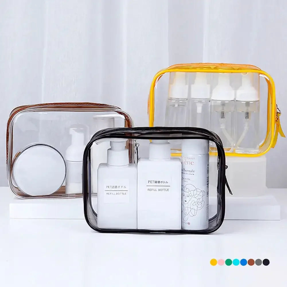 Trousse maquillage transparente violette tendance