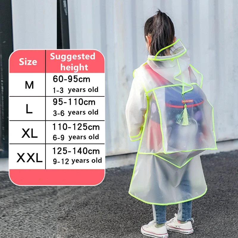 Imperméable enfant transparent avec capuche colorée