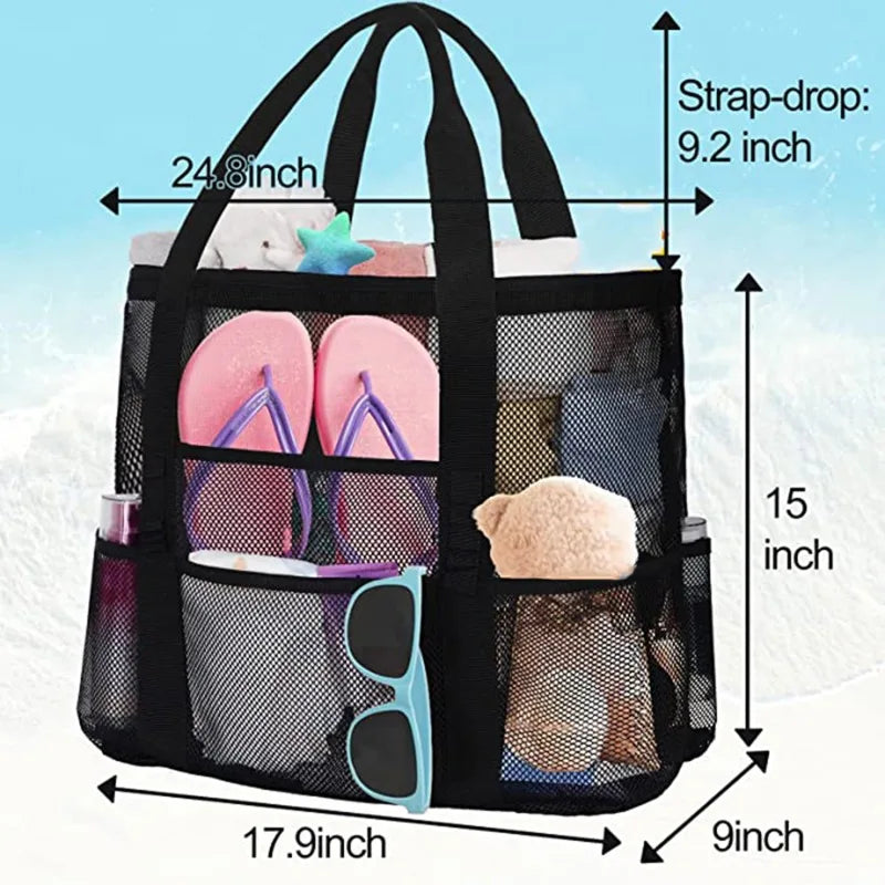 Sac de plage transparent avec pochettes multiples