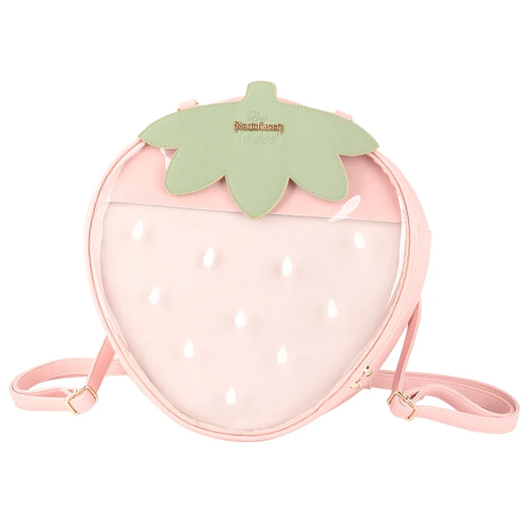 Sac bandoulière transparent fraise fashion