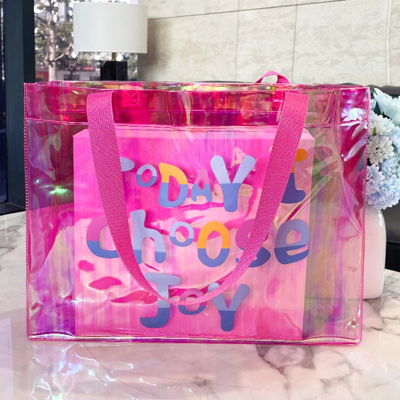 Sac shopping transparent joyeux irisé fashion