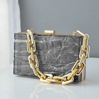 Pochette transparente chic chaîne dorée - modèle Noir - TransparenceSac.com