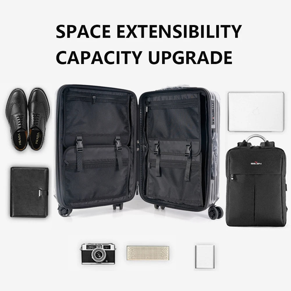 Valise translucide moderne avec sacoche intégrée