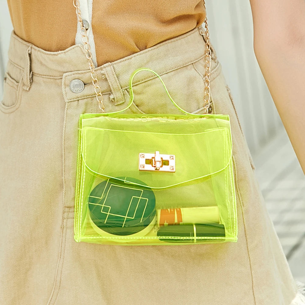 Sac a main transparent fashion orange élégant