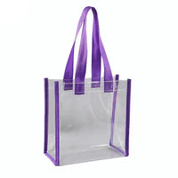 Sac shopping transparent bordures rouges - modèle Pink - TransparenceSac.com