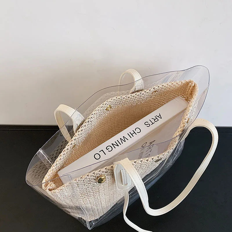 Sac Transparent Chic en Paille Naturelle