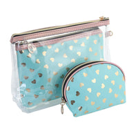 Set Trousse Voyage Coeur Transparent Coloré - TransparenceSac.com