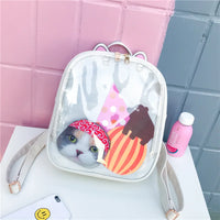 Sac à dos transparent chat kawaii - modèle 5 - TransparenceSac.com
