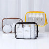 Trousse maquillage transparente violette tendance