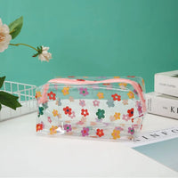 Trousse transparente à cœurs rouges élégante - modèle Multicolor - TransparenceSac.com