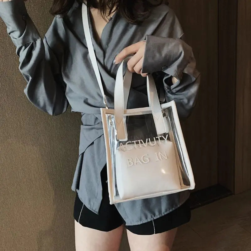 Sac transparent fashion bandoulière zippé