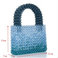Sac à main perles transparentes dégradé bleu - modèle 21x7x15cm - TransparenceSac.com