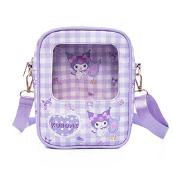 Acheter Sac bandoulière transparent motifs kawaii violets - TransparenceSac.com