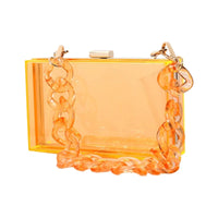 Sac Transparent Luxe Chaîne Dorée - modèle Orange - TransparenceSac.com
