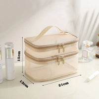 Trousse de toilette transparente double compartiment - modèle Gold 2 Layer - TransparenceSac.com