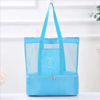 Sac de plage transparent compartimenté vert - modèle Blue - TransparenceSac.com
