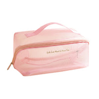 Trousse maquillage transparente rose fun