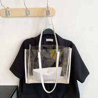 Sac shopping transparent mode rouge élégant - modèle white / 34x11x30cm - TransparenceSac.com