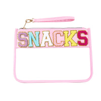 Pochette transparente fashion Snacks colorée - modèle Rose clair - TransparenceSac.com