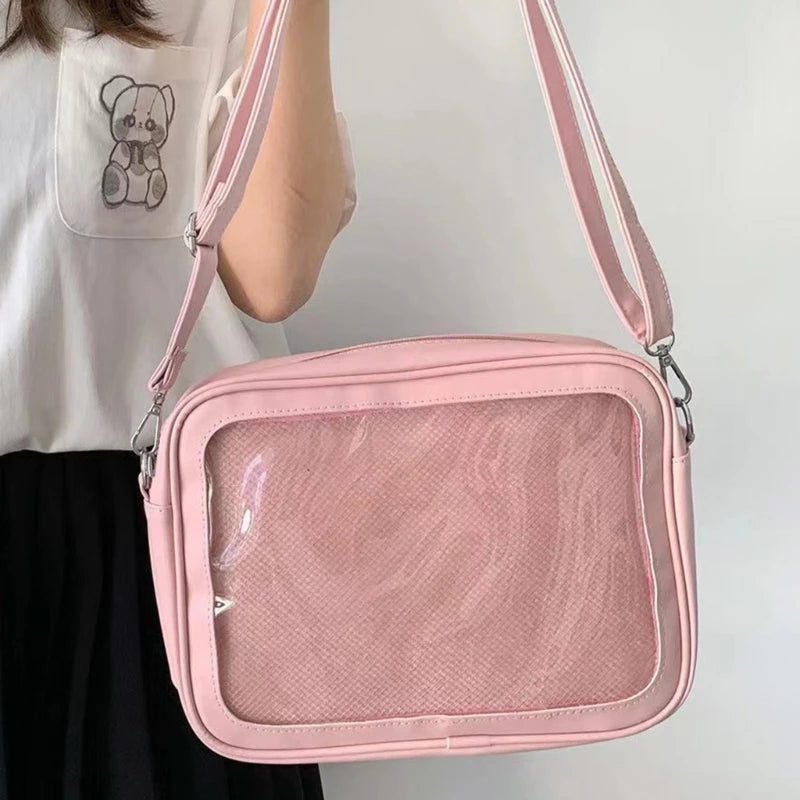 Sac bandoulière transparent noir fashion
