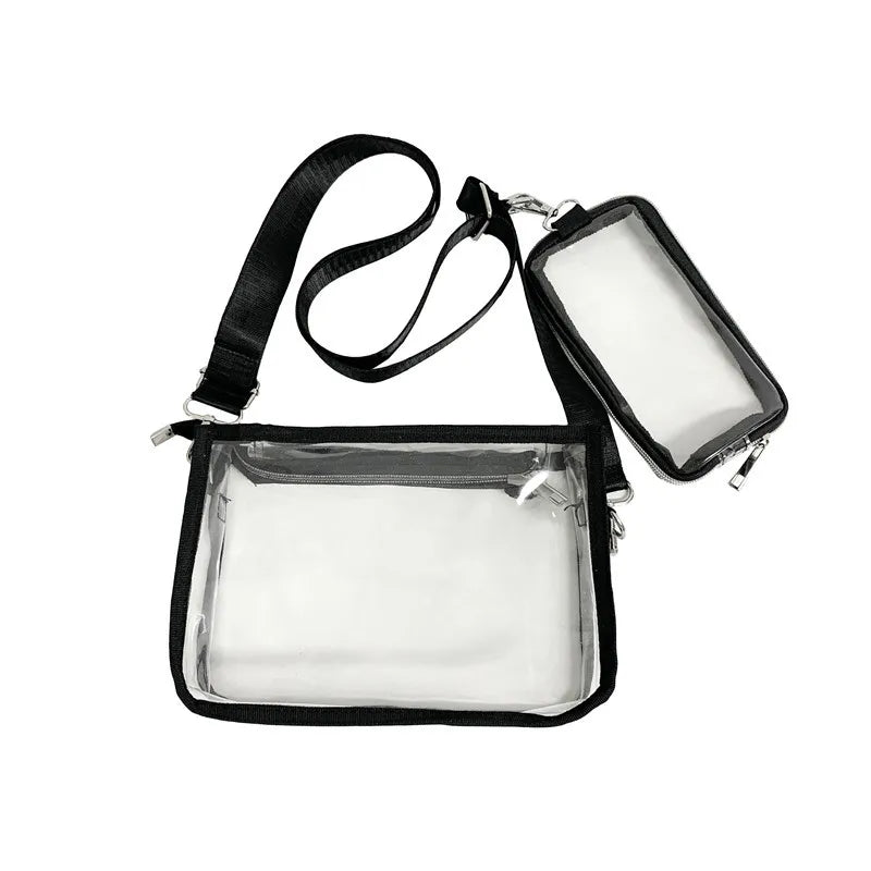 Sac bandoulière transparent avec pochette attachée