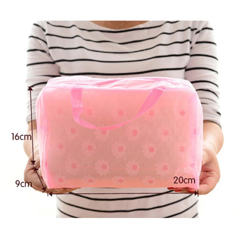 Trousse transparente à pois roses élégante