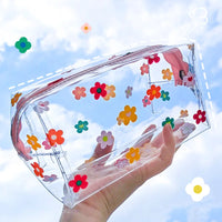 Trousse transparente fleurs multicolores élégante - TransparenceSac.com