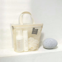 Trousse de toilette transparente suspendue - modèle Beige - TransparenceSac.com
