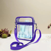 Pochette transparente mode multifonction bandoulière ajustable - modèle Violet - TransparenceSac.com