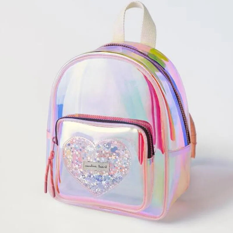 Sac à dos transparent cœur brillant fashion